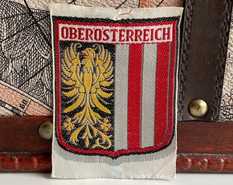 Vintage Patch Oberösterreich Upper Austria Coat of Arms Souvenir Silk Badge