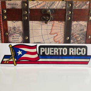Vintage Bumper Sticker PUERTO RICO Flag Prism Car Camper Van Caravan Decal