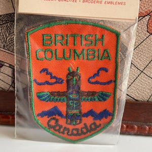 Vintage Patch British Columbia Canada Totem Pole Souvenir Woven Badge