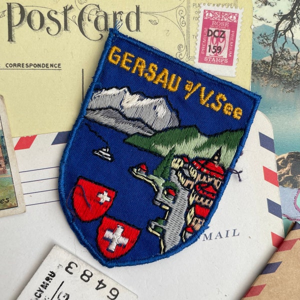 Vintage Patch GERSAU Lake Lucerne Switzerland Swiss Alps Souvenir Cloth Badge