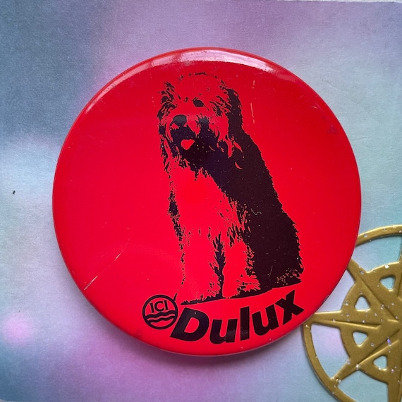 Vintage Badge ICI Dulux Paint Red Badge Old English Sheepdog Etsy