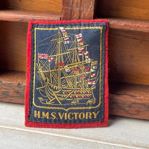 Vintage Patch HMS Victory Portsmouth Hampshire Souvenir Woven Sew On Cloth Badge