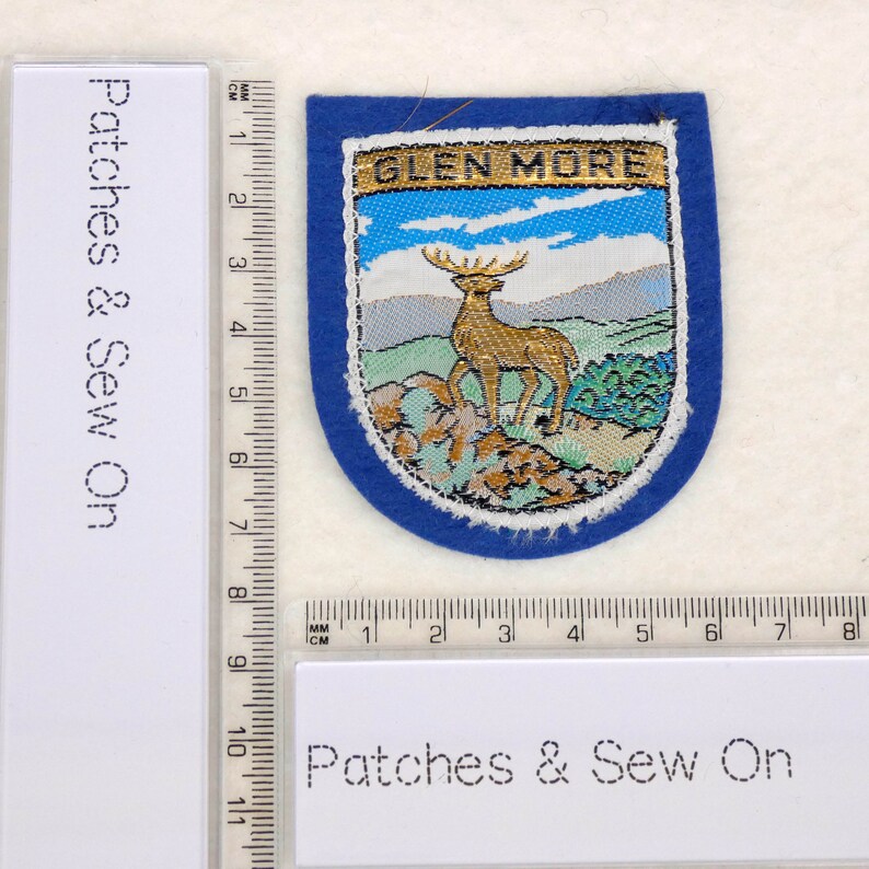 Vintage Patch GLEN MORE Cairngorms Scotland Souvenir Woven Sew On Cloth Badge