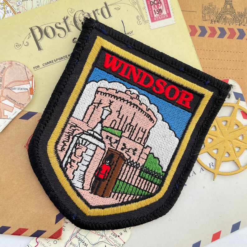 Vintage Large Patch WINDSOR CASTLE England Souvenir Woven Sew Etsy