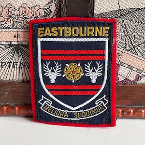 Vintage Patch EASTBOURNE Coat of Arms East Sussex Souvenir Sew On Cloth Badge