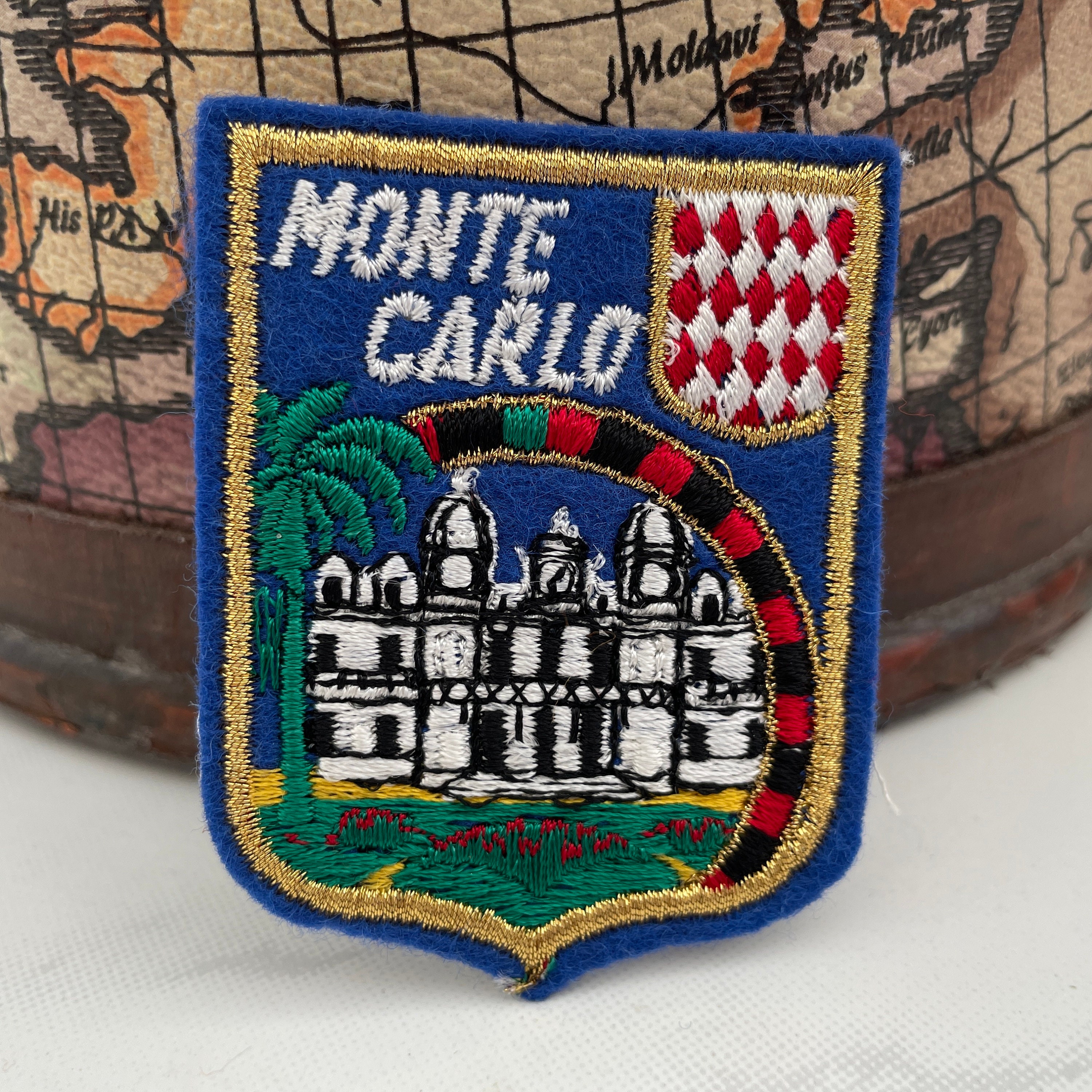 Blason ancien MONACO env. 7x5 cm Insigne Patch écusson tissu VINTAGE