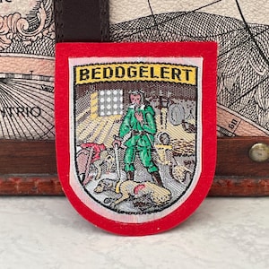 Toppa vintage BEDDGELERT Snowdonia Galles Souvenir gallese Tessuto da cucire