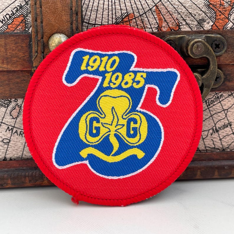 Vintage Girl Guides Patch 75th Anniversary 1910-1985 Sew on Cloth Badge ...