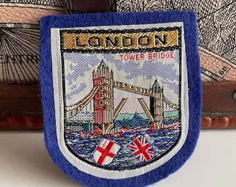 Vintage Patch LONDON Tower Bridge England Souvenir Woven Sew On Cloth Badge