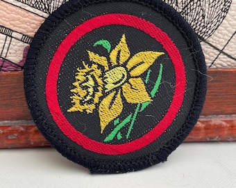 Vintage Girl Guides DAFFODIL Flower Patrol Emblem Gestickter Aufnäher zum Aufnähen