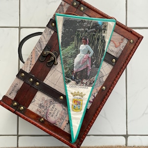Fanion vintage Las Palmas de Gran Canaria Espagne Souvenir drapeau espagnol Kitsch