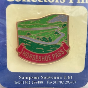 Vintage Badge Horseshoe Pass Wales LLANGOLLEN Denbighshire Enamel Button Badge