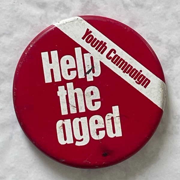 vintage HELP The AGED Age UK Youth Campaign Charity Badge