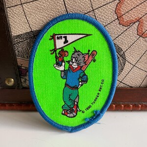 Vintage Patch TOM & JERRY 'No 1' Retro Hanna and Barbera Cartoon Sew On Badge
