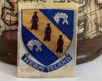 Vintage patch HERM ISLAND wapenschild Kanaaleilanden souvenir doek badge