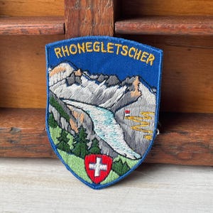 Patch vintage Rhonegletscher Rhône Glacier Vallese Svizzera Distintivo souvenir