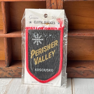 Vintage PERISHER VALLEY-märke Kosciusko Skidåkning NSW Australien Souvenirmärke
