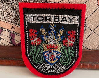 Vintage Patch TORBAY Torquay Paignton Brixham Devon England Souvenir Cloth Badge
