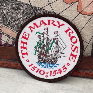 Vintage-märke MARY ROSE Portsmouth Hampshire Souvenir-påsydd tygmärke