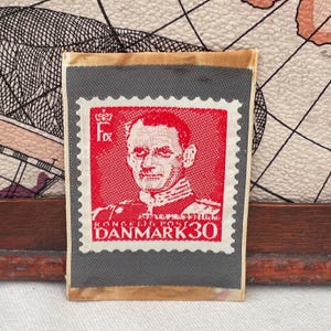 Vintage DENMARK Patch Danmark Danish Postage Stamp Souvenir Sew On Cloth Badge