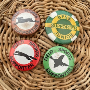 4 x Vintage Badge BFSS British Field Sports Society Pin Button Hunting Shooting