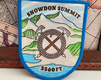 Vintage Patch Snowdon Snowdonia Summit Wales Hiking Souvenir Silk Naszywka z pamiątkami