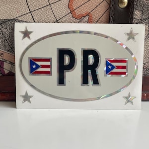 Vintage Bumper Sticker PUERTO RICO Flag Prism Car Camper Van Caravan Decal