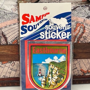 Vintage Foil Patch EASTBOURNE Sussex Souvenir Caravan Campervan Retro Sticker