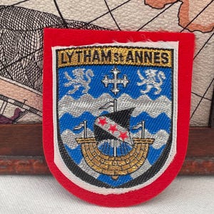 Vintage Lytham St Annes Patch Vapensköld Fylde Lancashire Souvenirmärke