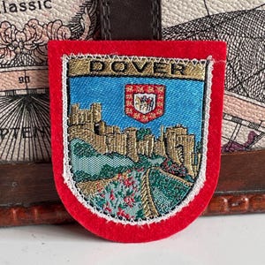 Vintage patch DOVER Castle Kent England Souvenir geweven opgenaaide stoffen badge