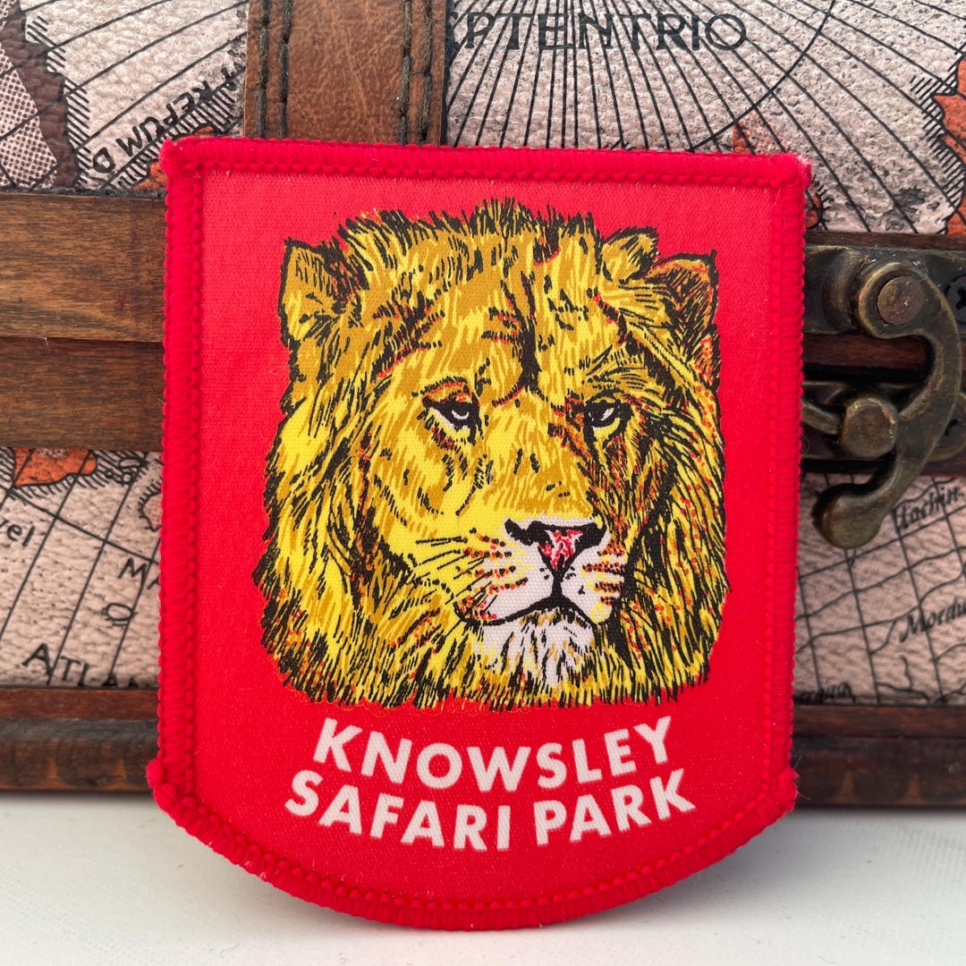 Safari Guide Patch Vintage Patch KNOWSLEY Safari Park Lion Prescot Souvenir Sew on Cloth ...