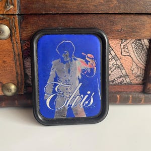 Vintage ELVIS Presley Mirror Badge 70s Music Band Pin Badge