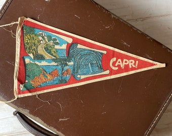 Vintage Pennant CAPRI Naples Italy Souvenir Pennant Flag 1950s