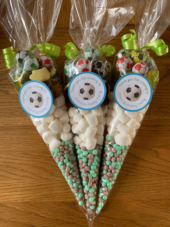 Pre filled large ALL CHOCOLATE sweet cones party bags PERSONALISED birthday