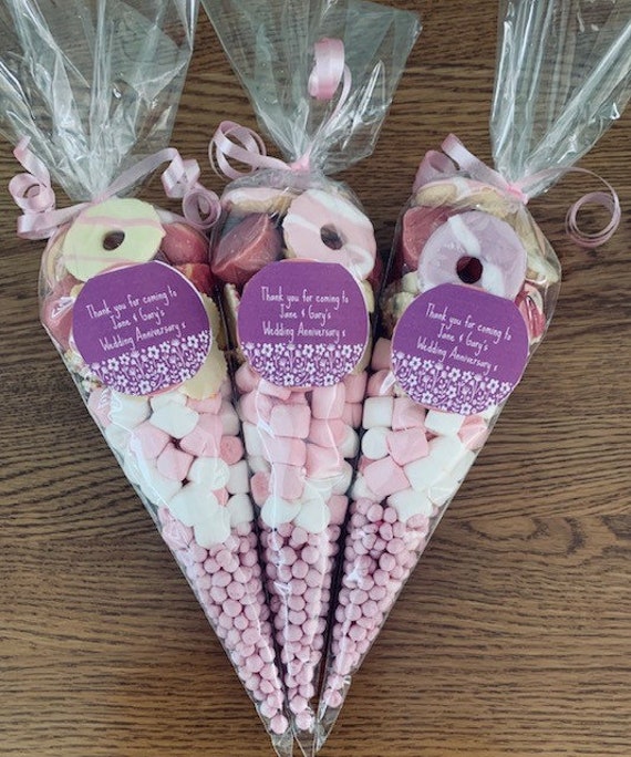 PRE-FILLED PARTY FILLERS SWEETS CONES BIRTHDAY WEDDING MULTI COLOUR BAGS XMAS