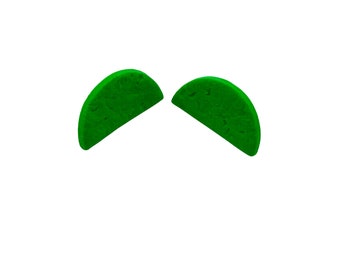 Green statement earrings, Half circle stud earrings, green earrings, green studs, green statement studs, green semicircles, Gift for mum