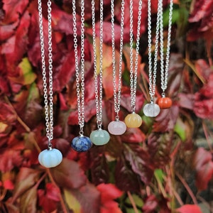 Pumpkin necklace/ autumnal necklace/ gemstone pumpkin/ gemstone pumpkin necklace/ cute autumn necklace