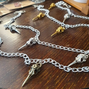 Cadenas para vaqueros con calaveras de pájaro/cadenas para cinturón estilo steampunk/cadena con clip para cinturón/cadena con calavera/cadena de eslabones
