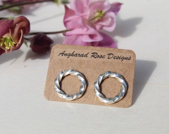 Halo earrings/ twisted hoops / hoop studs / silver hoops / silver stud hoops /handmade silver earrings
