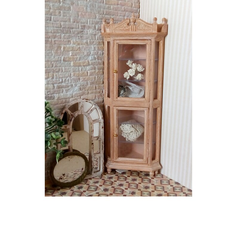 Hand Painted Corner Display Case 1 12 Shabby Chic Scale Etsy