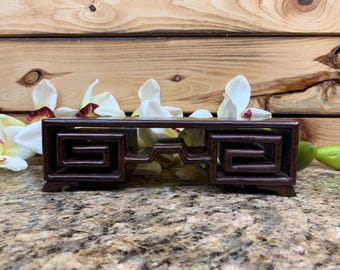 Hand Carved solid wood base stand forgotten stock for display vase teapot, Knick knack Figurine Hardwood altar office cozy home decor  WD10