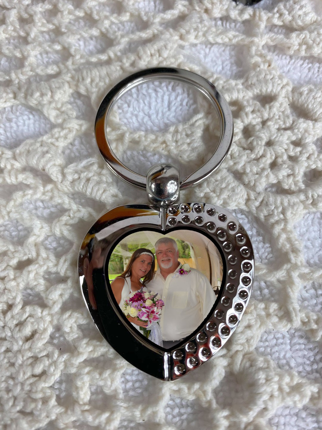 Personalized Heart Shaped Photo Keychain Gift for Him Her Etsy