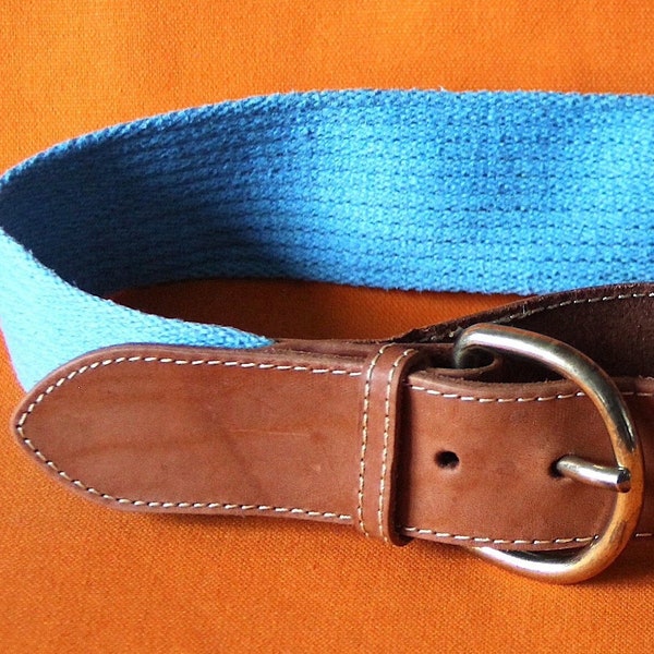 Ceinture vintage cuir et toile