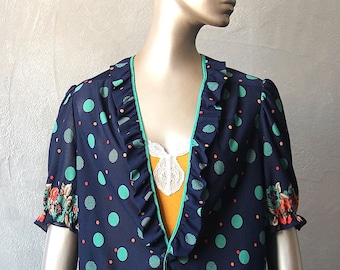 60s print jacket blouse