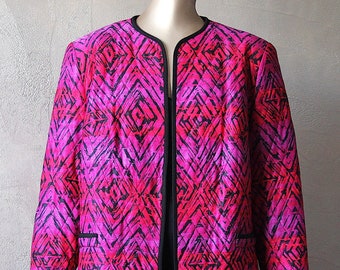 80's printed quilted satin jacket