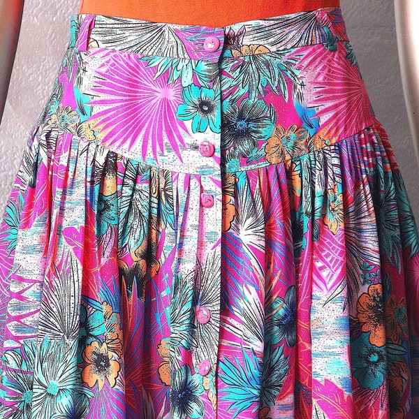 80's tropical print skirt