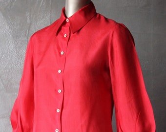 70's blouse in red silk