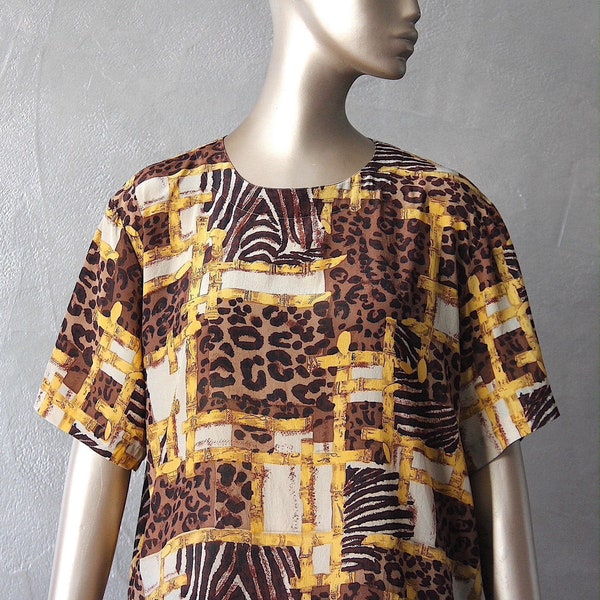 Blouse 80's soie imprimé chic