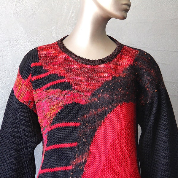 Pull laine 80's jacquard fantaisie