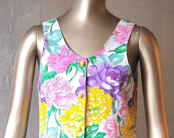 Robe bain de soleil 80'S coton fleuri